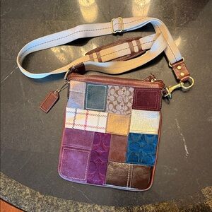 Vintage Coach Patchwork Crossbody Bag with Adjustable Strap